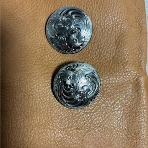 Set of two 1-1/2 inch German Silver Conchos with screw backs.